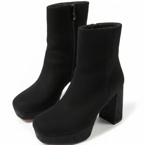 ​GORGEOUS Michael Shannon Crystal Heel Black Suede Boots Size 6